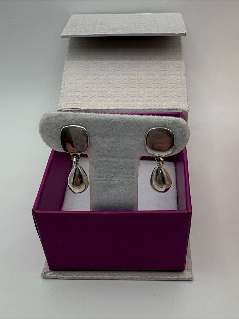 Sterling Silver Teardrop Post Dangle Earrings